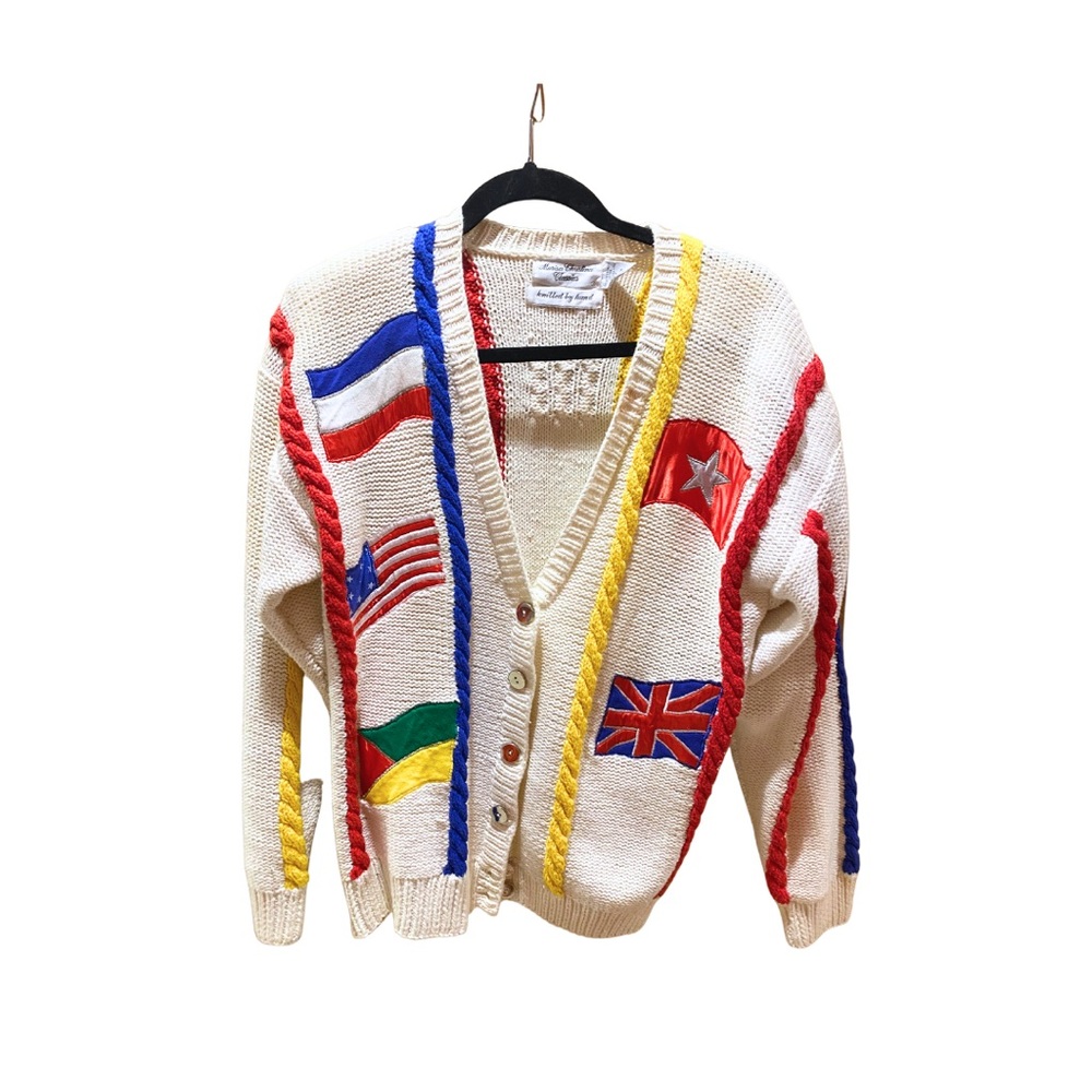 Vintage Hand Knit Flag Sweater